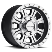 Raceline 928M Monster 17x9in / 6x139.7 BP / -12mm Offset / 107.95mm Bore - Black & Machined Wheel