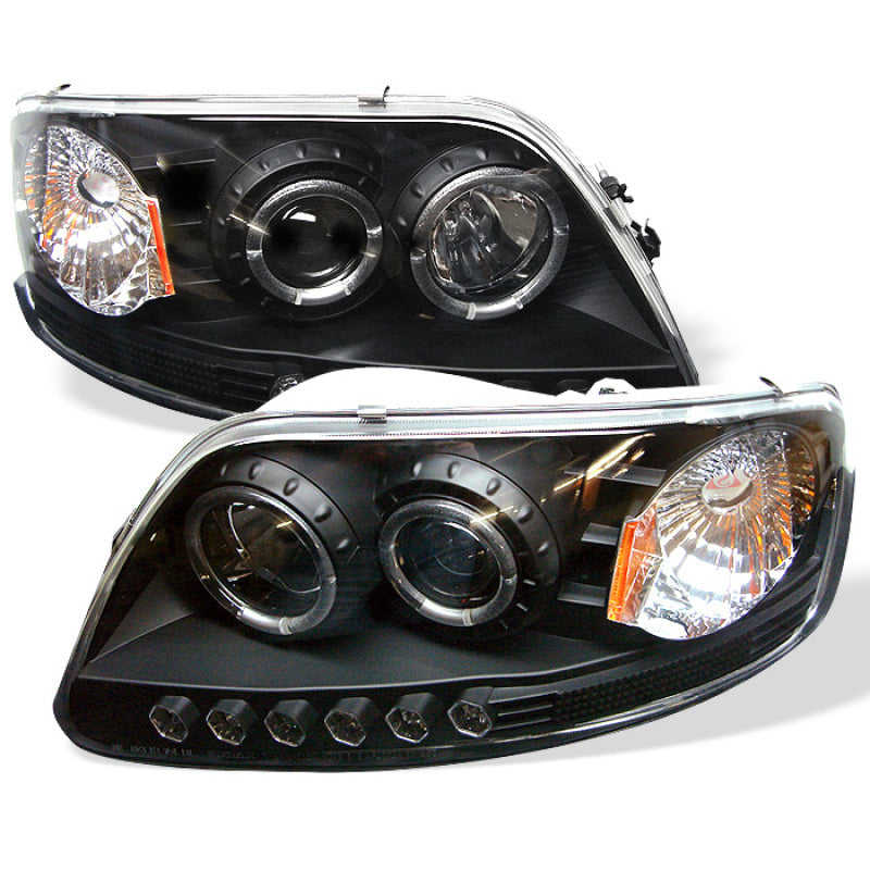 Spyder Ford F150 97-03 Projector - LED Halo Amber Reflector LED Blk PRO-YD-FF15097-1P-AM-BK