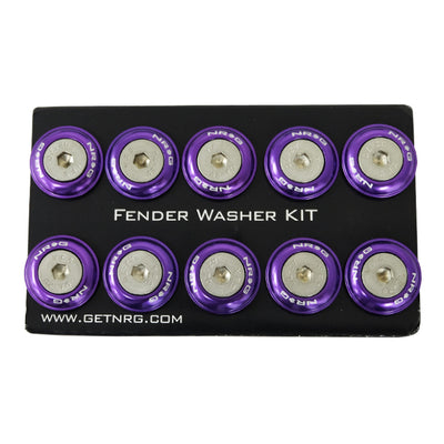 NRG Fender Washer Kit w/Rivets For Plastic (Purple) - Set of 10