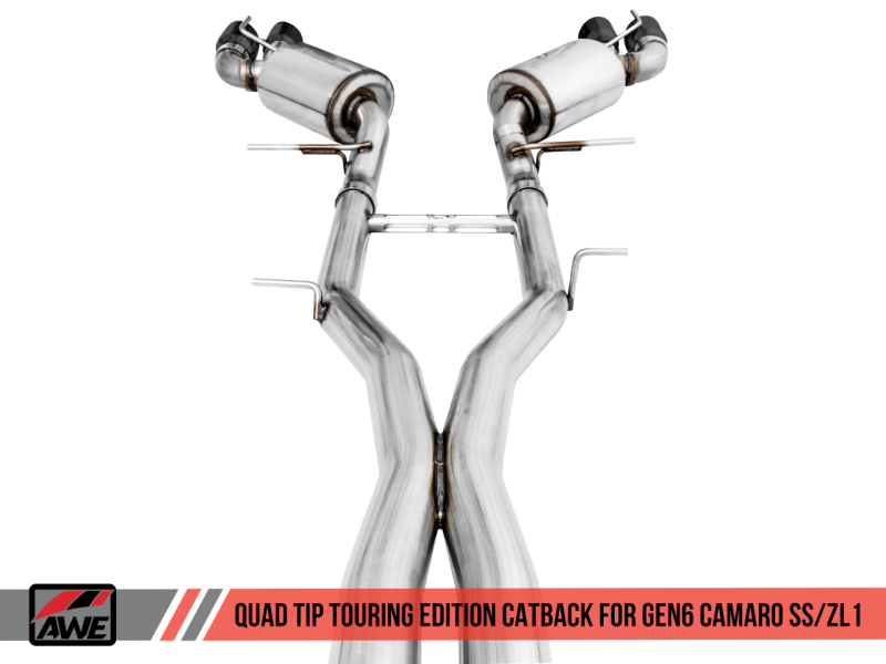 AWE Tuning 16-24 Chevy Camaro SS Non-Res Cat-Back Exhaust -Touring Edition (Quad Diamond Black Tips)