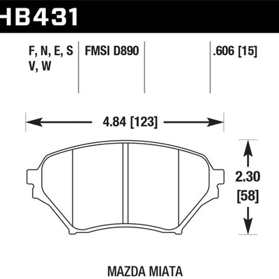 Hawk 01-05 Miata w/ Sport Suspension HT-10 Race Front Brake Pads D890