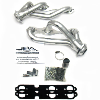 JBA 88-95 & 02-03 GM S-Truck 4.3L V6 4WD 1-1/2in Primary Silver Ctd Cat4Ward Header