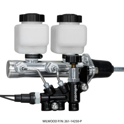 Wilwood Tandem Remote M/C Kit w L/H Brkt & Prop Valve - 15/16in Bore Ball Burnished-W/Pushrod