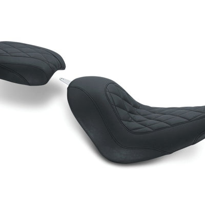 Mustang 06-17 Harley Softail Wide Tire (200mm) Tripper Passenger Seat Diamond Stitch - Black