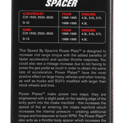 Spectre 86-95 GM 4.3L/5.0L/5.7L Throttle Body Injection Spacer
