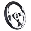 NRG Reinforced Steering Wheel (320mm) Blk w/White Trim & 4mm 3-Spoke