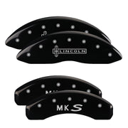 MGP 4 Caliper Covers Engraved Front & Rear MGP Black Finish Silver Char 2017 Cadillac XT5