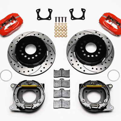 Wilwood Forged Dynalite P/S Park Brake Kit Drilled Red 58-64 Olds/Pontiac Ends