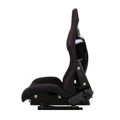 NRG FRP Bucket Seat - Reclinable (Black Cloth w/Red Stiting)