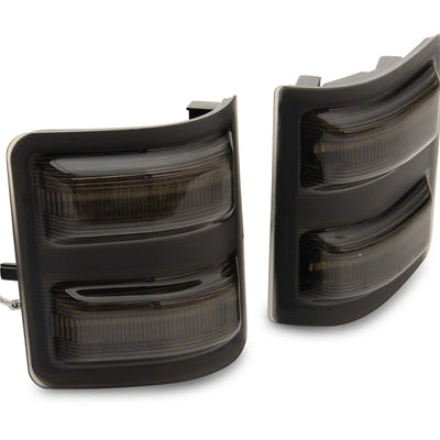 Raxiom 11-16 Ford F-250/F-350 Super Duty Axial LED SEQL Switchback Side Mirror Marker Lamps- Smoked