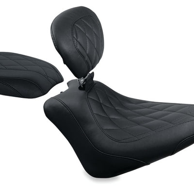 Mustang 11-13 Harley Blackline, 12-17 Slim/Slim S Wide Tripper Passenger Seat Diamond Stitch - Blac