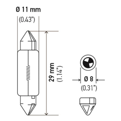 Hella Bulb 6430 24V 3W SV7-8 T2.5 8x29mm