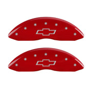 MGP 4 Caliper Covers Engraved Front & Rear Bowtie Red finish silver ch