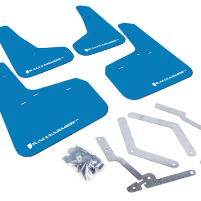Rally Armor 12-19 Ford Focus ST / 16-19 RS Nitrous Blue UR Mud Flap w/White Logo