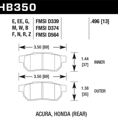 Hawk 86-01 Acura Integra LS / 99-00 Civic Coupe Si DTC-30 Race Rear Brake Pads