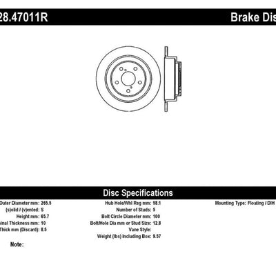 StopTech 02-05 Subaru Impreza WRX Rear Drilled Right Brake Rotor