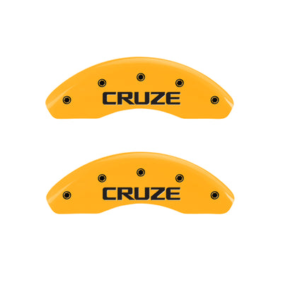 MGP 4 Caliper Covers Engraved Front & Rear Cruze Yellow finish black ch