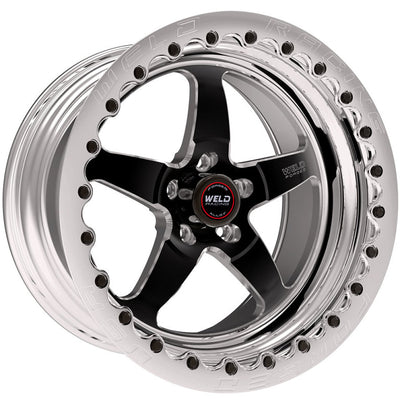 Weld S71 17x12 / 5x4.5 BP / 4.8in. BS Black Wheel (Medium Pad) - Polished Single Beadlock MT