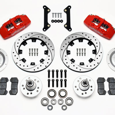 Wilwood Dynapro 6 Front Hub Kit 12.19in Drilled Red 70-78 Camaro