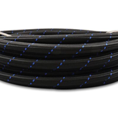 Vibrant -8 AN Two-Tone Black/Blue Nylon Braided Flex Hose (5 foot roll)