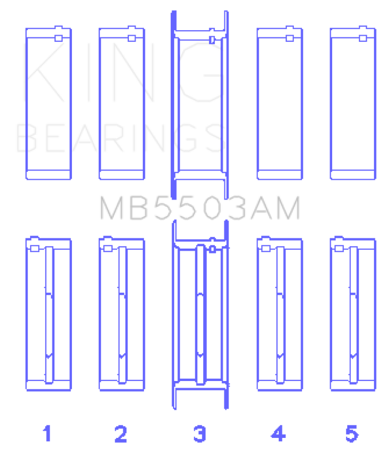 King Engine Bearings Ford V8 351ci 5.8L 16v Crankshaft Main Bearing Set (Set of 5)