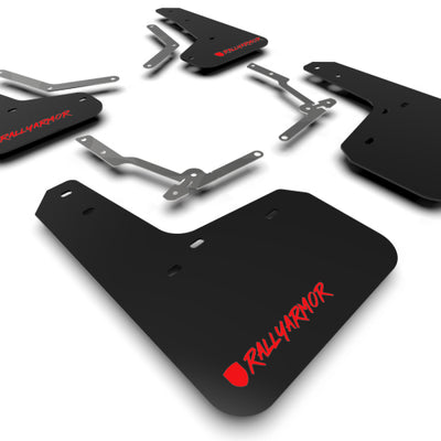 Rally Armor 12-19 Ford Focus ST / 16-19 RS Black UR Mud Flap w/Red Altered Font Logo