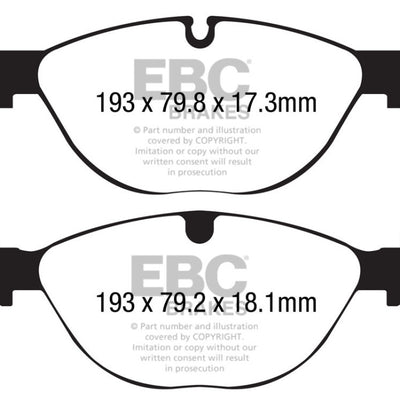 EBC 13+ Jaguar F-Type (Cast Iron Only) 3.0 Supercharged (380) Perf Pkg Redstuff Front Brake Pads