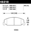 Hawk 88-89 Civic Si / 92-00 Civic CX / 88-00 DX / 98-00 GX HT-10 Race Front Brake Pads