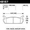 Hawk 94-96 Ford Escort GT/Mercury Tracer HPS 5.0 RearBrake Pads