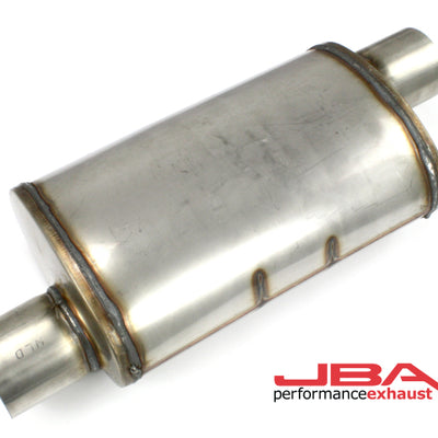 JBA Universal Chambered Style 304SS Muffler 14x8x5 3in Inlet Diameter Offset/Offset