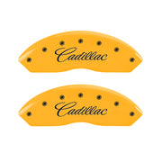 MGP 4 Caliper Covers Engraved F & R Cursive/Cadillac Yellow Finish Black Char 2006 Cadillac SRX