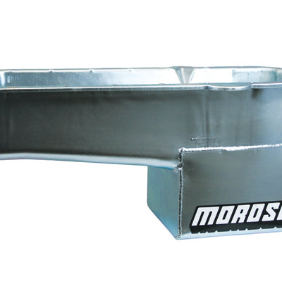 Moroso 80-85 Chevrolet SBC (w/Passenger Side Dipstick) Wet Sump 7qt 9.5in Steel Oil Pan - Black
