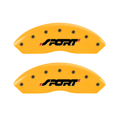 MGP 4 Caliper Covers Engraved Front & Rear SPORT Yellow finish black ch