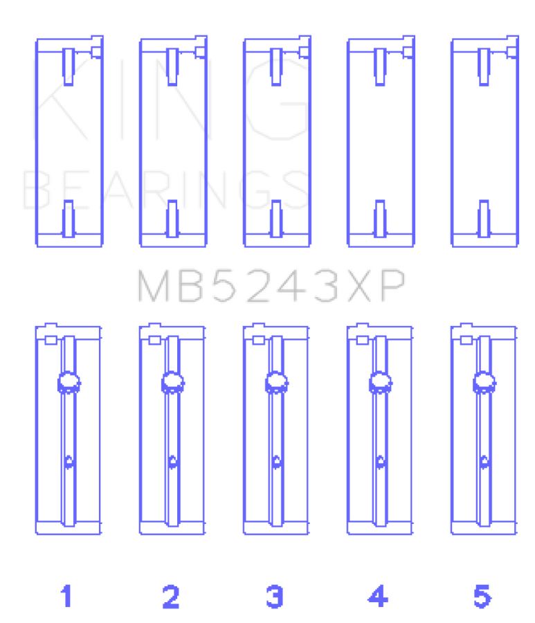 King Engine Bearings Nissan SR20DE/DET (2.0L) Performance Main Bearing Set - Size +0.25mm