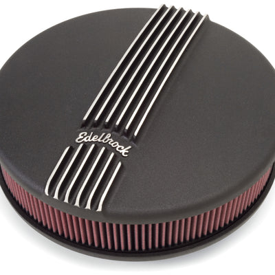 Edelbrock Air Cleaner Classic Series Round Aluminum Top Cloth Element 14In Dia X 3 9In Black