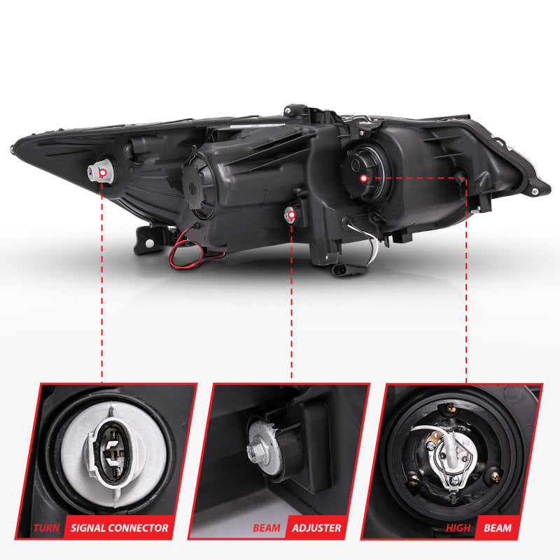 ANZO 2009-2012 Acura TSX Projector Headlights w/ Halo Black (CCFL) (HID Compatible)