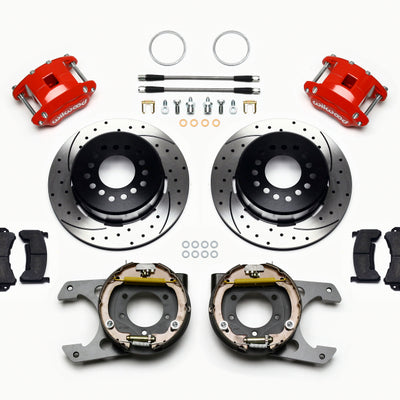 Wilwood D154 P/S P-B Kit Drilled-Red Jeep Dana 35 2.56 Off 5-lug w/ lines