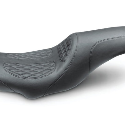 Mustang 08-20 Harley Electra Glide,Rd Glide,Rd King Tripper Fastback 1PC Seat w/Diam Stitch- Black