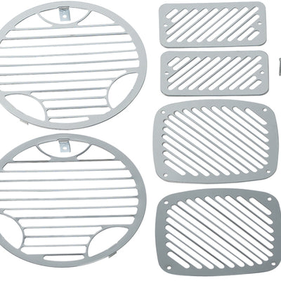 Kentrol 97-06 Jeep Wrangler TJ Billet Style Light Kit 6 Pieces - Polished Silver