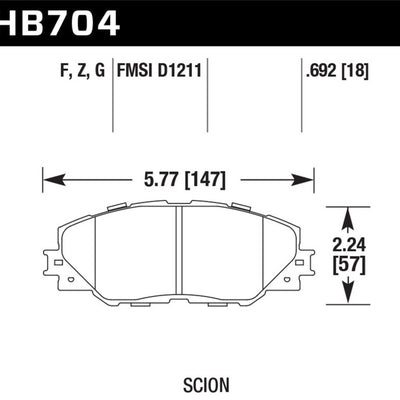 Hawk 06-09 Toyota RAV4 / 10-13 Toyota Matrix Performance Ceramic Front Brake Pads