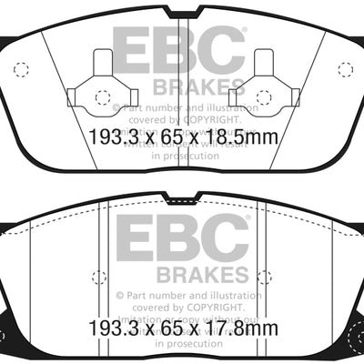 EBC 2016+ Lincoln Continental (10th Gen) 2.7L Twin Turbo Ultimax2 Front Brake Pads
