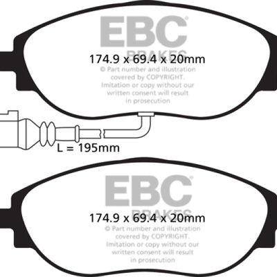 EBC 14-20 Audi S3 2.0 Turbo Redstuff Front Brake Pads