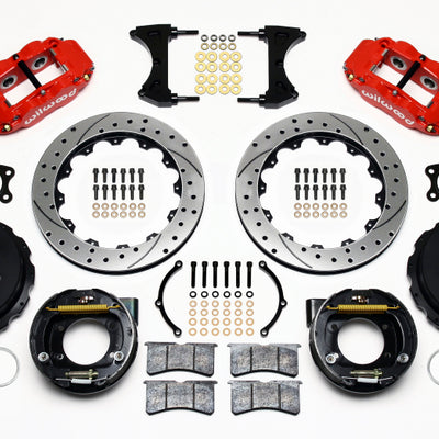 Wilwood Narrow Superlite 4R Rear P-Brk Kit 12.88in Drilled Red Big Ford New Style 2.36in Offset