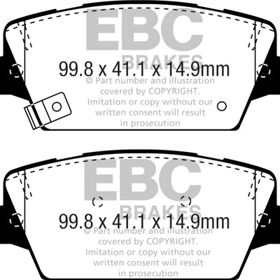 EBC 2017+ Kia Cadenza 3.3L Yellowstuff Rear Brake Pads