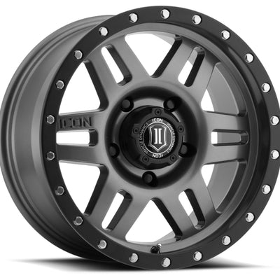 ICON Six Speed 17x8.5 5x150 25mm Offset 5.75in BS 116.5mm Bore Gun Metal Wheel