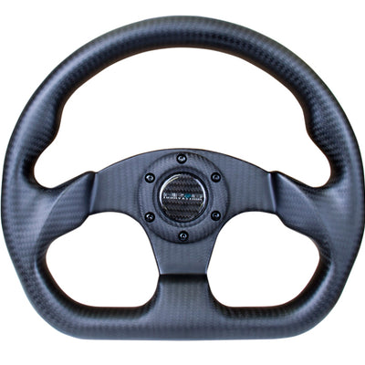 NRG Carbon Fiber Steering Wheel (320mm) Flat Bottom Matte Black Carbon