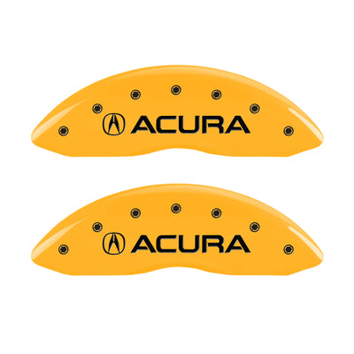 MGP 4 Caliper Covers Engraved Front & Rear Acura Yellow finish black ch