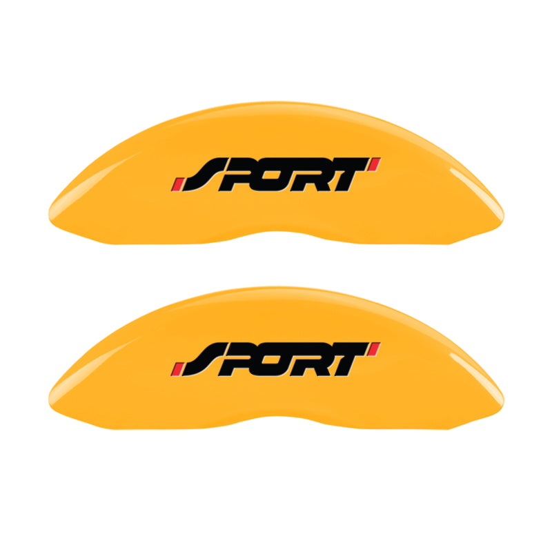 MGP 4 Caliper Covers Engraved Front & Rear No bolts/Sport Yellow finish black ch