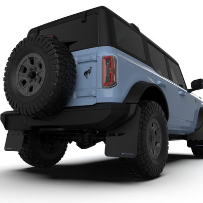 Rally Armor 21-24 Ford Bronco (Steel Bmpr + RB - NO Rptr/Sprt) Blk Mud Flap w/Area Blue Logo