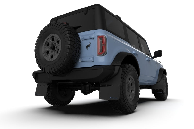 Rally Armor 21-25 Ford Bronco (Plstc Bmpr + RR - NO Rptr/Sprt) Blk Mud Flap w/Cy Orange Logo